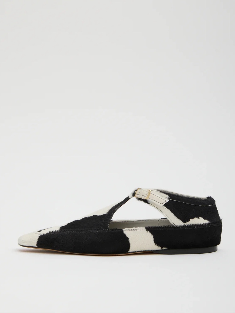 Tibi 2026 Somerset Calf Hair Spotted Animal Print T Strap Flats - Picture 2 of 8